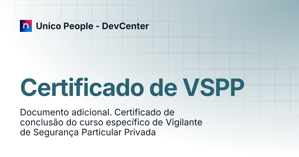 Certificado de VSPP | Unico People - DevCenter